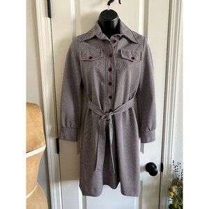 Vintage ACT I 60s 70s Polyester Houndstooth Mod/GoGo Hippie Button Down Dress